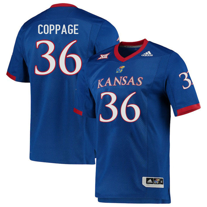 Men #36 Isaiah Coppage Kansas Jayhawks College Football Jerseys Stitched Sale-Royal